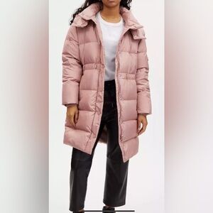 COACH Women’s Mid Down Puffer Parka Hooded Pink Jacket Size M NWT